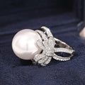 Light Luxury Women's Ring With Faux Pearl Bowknot Design, Elegant Fashion Jewelry view 3