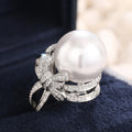 Light Luxury Women's Ring With Faux Pearl Bowknot Design, Elegant Fashion Jewelry view 2
