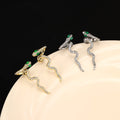 Luxury Gold Tone Alloy Snake Stud With Green Zircon Eyes And Rhinestone Paved Serpent Drop Earrings view 2