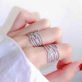 Trendy Women's Geometric Line Ring, Fashion Design Statement Finger Ring, Niche Jewelry view 3