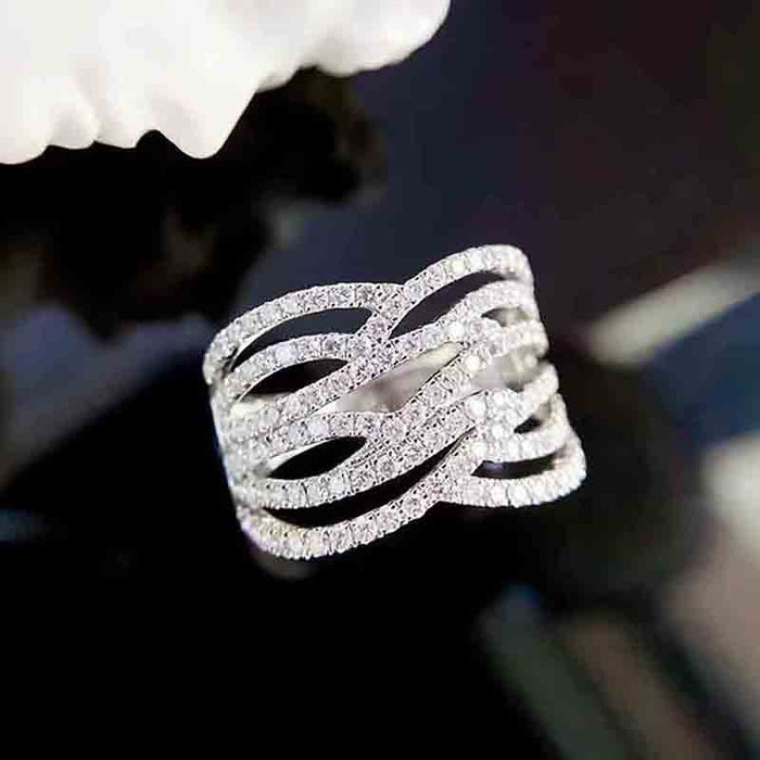 Trendy Women's Geometric Line Ring, Fashion Design Statement Finger Ring, Niche Jewelry