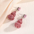Luxury Pink Rhinestone Gourd Drop Stud Earrings With Silver Needle Elegant Sweet Fashion Zircon Earrings view 2