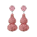 Luxury Pink Rhinestone Gourd Drop Stud Earrings With Silver Needle Elegant Sweet Fashion Zircon Earrings view 5