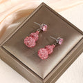 Luxury Pink Rhinestone Gourd Drop Stud Earrings With Silver Needle Elegant Sweet Fashion Zircon Earrings view 3