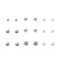 Nine Pair Pearl Look Ball and Clear Stud Earring Cards view 5