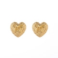 Elegant Korean Gold Alloy Heart Bow Stud Earrings For Women, Textured Luxury Niche Fashion Earrings view 5