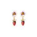 Sweet Cute Enamel Red Strawberry Flower Drop Stud Earrings For Women Summer Niche Alloy Jewelry Earrings view 5