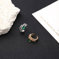 Luxury Green Eye Snake Shape Zircon Multi Layer Ear Cuff Clip On No Piercing Women's Fashion Earrings view 2