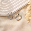 Elegant Irregular Geometric Alloy Huggie Hoop Earrings For Women Minimalist Gold Silver Ear Cuff Earrings view 4