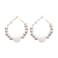 Faux Pearl Hoop Earrings With Silver Pins, European American Light Luxury Niche Design view 5