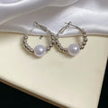 Faux Pearl Hoop Earrings With Silver Pins, European American Light Luxury Niche Design view 4