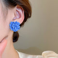 Fresh Summer Resin Flower Stud Earrings With Silver Pins, Geometric Sweet Minimalist Women's Jewelry view 3
