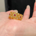 18K Gold Plated Zircon Hollow Flower Open Ring For Women view 1
