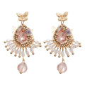 Vintage Court Style Teardrop Crystal Tassel Drop Earrings With Silver Pins view 5