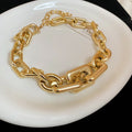 Gold Alloy Chain Spliced Necklace, European American Minimalist Statement Collarbone Jewelry view 2