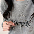 Style Alloy Bow Adjustable Slider Clavicle Necklace For Women Minimalist Geometric Jewelry view 1