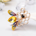 Yellow Gold Tone Bee Enamel Metal Brooch Pin for Jackets and Lapels view 4