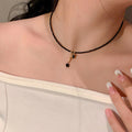 2026 New Copper Rhinestone Black Crystal Tassel Necklace For Women, Geometric Round Luxury Choker view 3