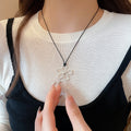 Sweet Minimalist Wax Cord Hollow Flower Alloy Collarbone Necklace for Women view 1
