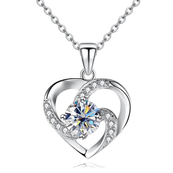 Elegant Heart Shape Zircon Necklace For Women, Sweet Micro Inlaid Fashion Choker Jewelry