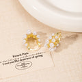 French Luxury Double Row Hoop Pearl Alloy Earrings For Women Elegant Minimalist Stud Earrings view 4