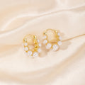 French Luxury Double Row Hoop Pearl Alloy Earrings For Women Elegant Minimalist Stud Earrings view 2