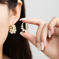 French Luxury Double Row Hoop Pearl Alloy Earrings For Women Elegant Minimalist Stud Earrings view 1