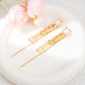Elegant Vintage Minimalist Gold Tone Alloy Hoop Ear Cuff Long Chain Tassel Dangle Stud Earrings view 2