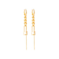 Elegant Vintage Minimalist Gold Tone Alloy Hoop Ear Cuff Long Chain Tassel Dangle Stud Earrings view 5