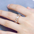 Two Tone Rose Gold Silver Openwork Flower Leaf Band Ring view 2