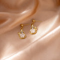 Elegant New Chinese Hollow Lotus Enamel Pearl Zircon Gold Alloy Niche Summer Dangle Stud Earrings view 4