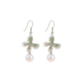 Elegant Vintage Green Marbled Butterfly Faux Pearl Rhinestone Alloy Hook Drop Dangle Earrings view 5