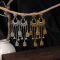 Vintage Bohemian Gold Alloy Chandelier Tassel Bell Jhumka Long Dangle Ethnic Statement Earrings view 4