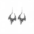 Vintage Dark Punk Silver Alloy Bat Wing Dangle Drop Halloween Gothic Statement Women's Earrings view 5