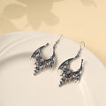 Vintage Dark Punk Silver Alloy Bat Wing Dangle Drop Halloween Gothic Statement Women's Earrings view 2