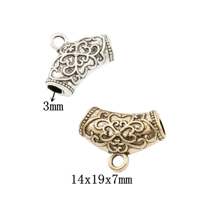 Vintage Zinc Alloy Three Way Single Loop Large Hole Spacer Beads For European Bracelets