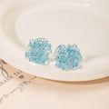 Cool Blue Hydrangea Flower Acrylic Studs Vacation Style Lightweight Silver Needle Earrings view 2