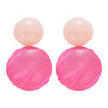 Minimalist Resin Round Pendant Drop Earrings With Silver Posts Geometric Sweet Fresh Style view 5