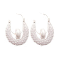 Chic U Shape Faux Pearl Mesh Stud Earrings For Women, Light Luxury Silver Needle Jewelry view 5
