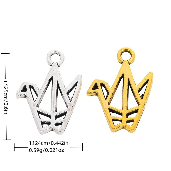 Zinc Alloy Origami Crane Charm Pendant for DIY Necklace Bracelet Jewelry Making