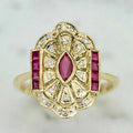 European Marquise Court Style Ring For Women, Light Luxury British Vintage Evening Dress Jewelry view 2