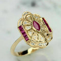 European Marquise Court Style Ring For Women, Light Luxury British Vintage Evening Dress Jewelry view 5