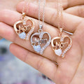 Mom Heart Pendant Necklaces in Four Colorways Polished Metal Jewelry view 2
