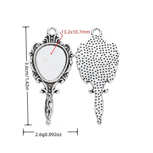 Antique Silver Zinc Alloy Mirror Charm Pendant for DIY Necklace Bracelet Jewelry Making