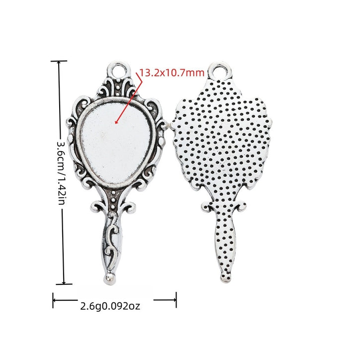 Antique Silver Zinc Alloy Mirror Charm Pendant for DIY Necklace Bracelet Jewelry Making
