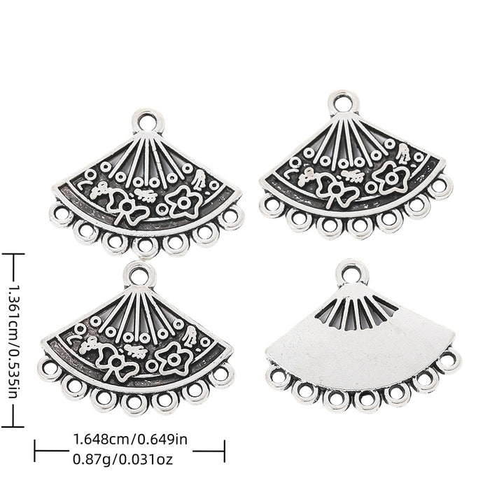 Antique Silver Zinc Alloy Fan Charm Pendant for DIY Necklace Bracelet Jewelry Making