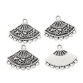 Antique Silver Zinc Alloy Fan Charm Pendant for DIY Necklace Bracelet Jewelry Making view 2