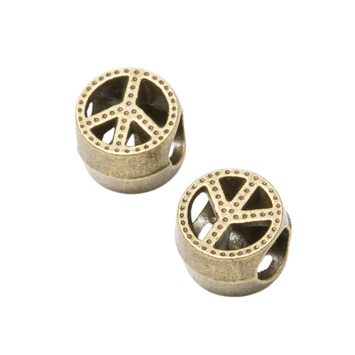 DIY Vintage Alloy Peace Sign Large Hole Beads For Handmade European Bracelets And Necklaces