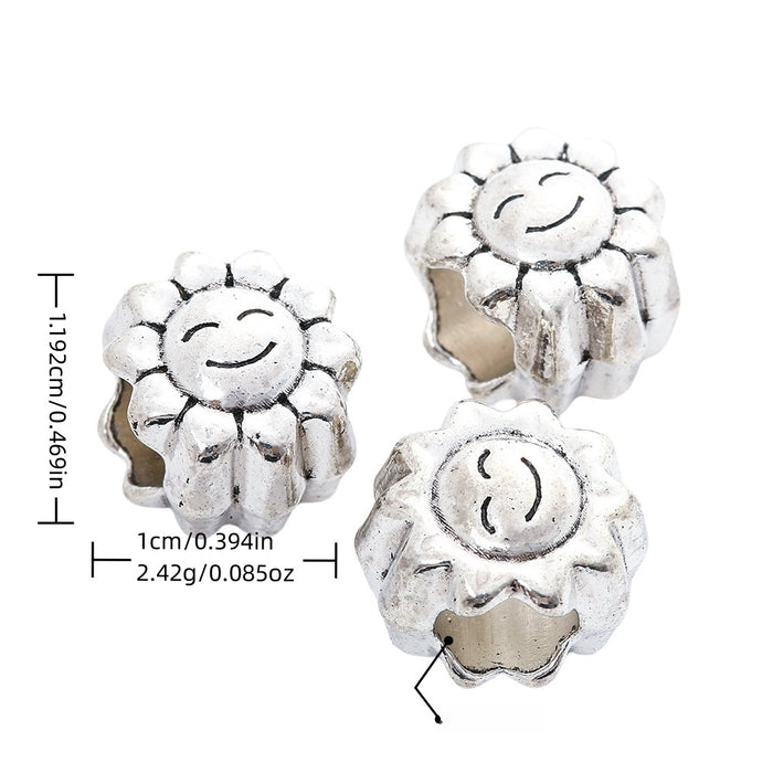 DIY Vintage Alloy Sunflower Large Hole Beads For Handmade European Bracelets And Necklaces