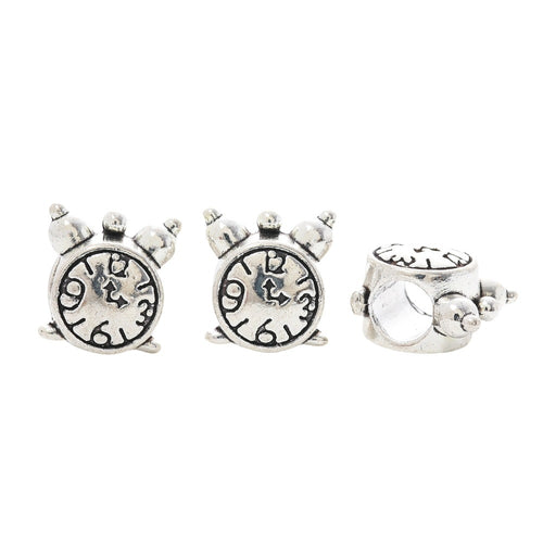 DIY Vintage Alloy Clock Large Hole Bead Charm For European Bracelet Necklace Making